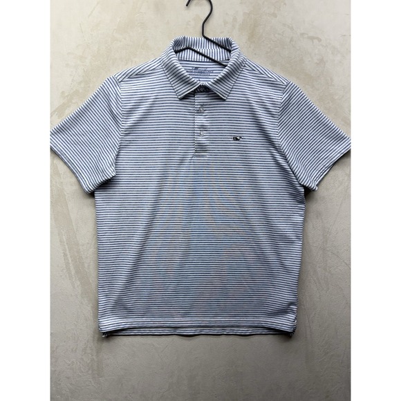 Vineyard Vines Other - Vineyard Vines On-The-Go Sankaty Polo Shirt Mens L Blue Stripe Performance Golf